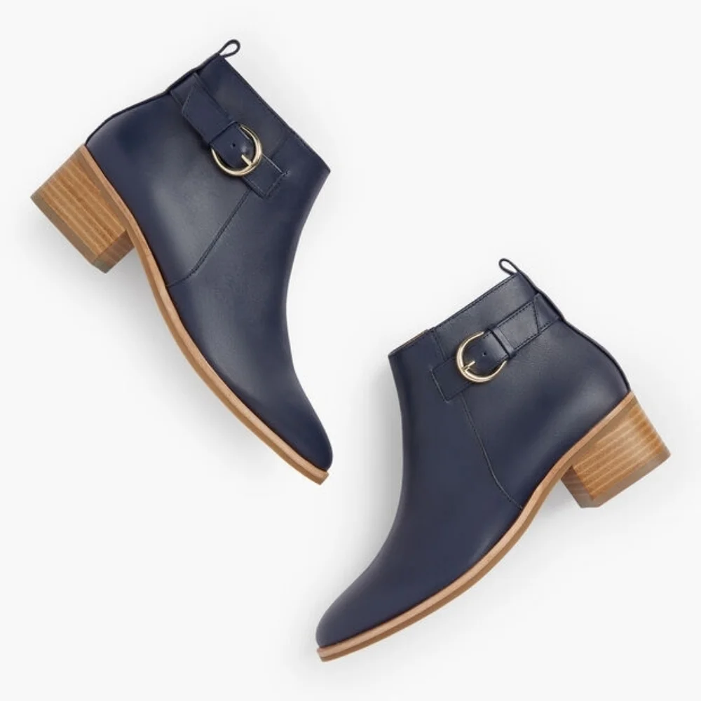 Talbots Navy Ankle Healed Boots Size 6.5